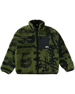 Stussy Printed Fleece Jacket - Green