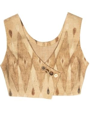 YANGKEHAN Gilet Met Bloemenprint - Naturel