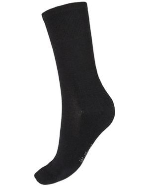 Wolford Ribbed-Knit Terry-Panel Socks - Black