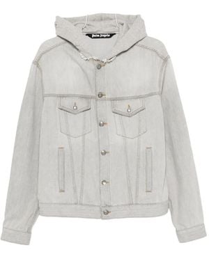 Palm Angels Hooded Denim Jacket - Grey