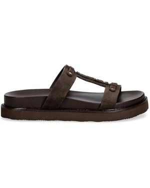JONAK PARIS Luana Stud-Embellished Logo-Plaque Sandals - Brown