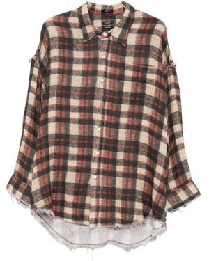 R13 Frayed Plaid-check Shirt - ブラック