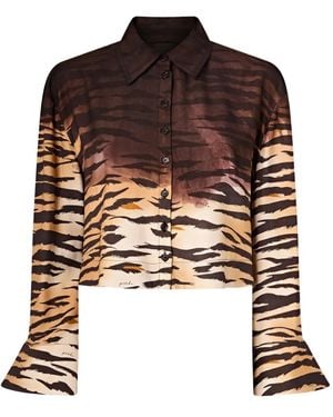 Pinko Cordelia Tiger Print Cropped Shirt - Brown