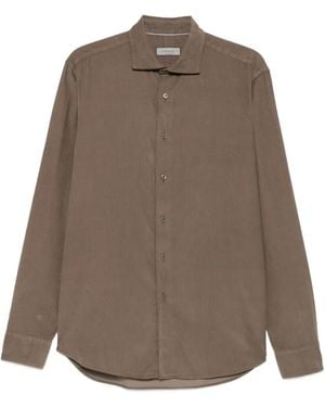Canali Corduroy Long-Sleeve Shirt - Brown
