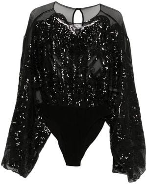 Norma Kamali Body À Sequins Brodés - Black