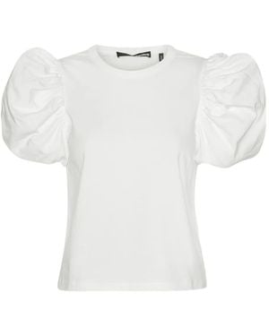 ROTATE BIRGER CHRISTENSEN T-Shirt Met Pofmouwen - Wit