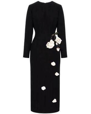Cristina Savulescu The Promised Floral-Appliqué Midi Dress - Black