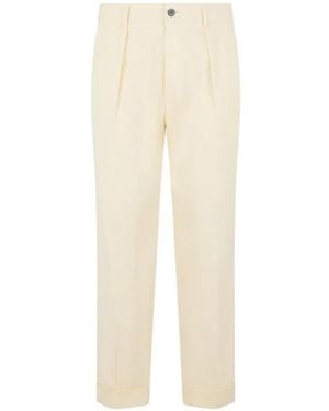 Slowear Pleated Cuffed Trousers - Natural