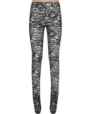 Valentino Garavani Rebrodé Lace Tights - Gray