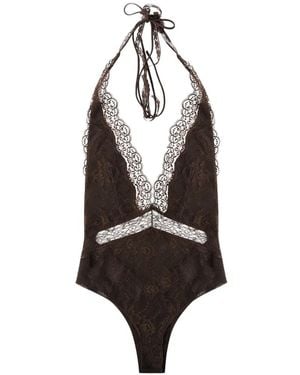 ANDAMANE Body Florida Con Cuello Halter Y Encaje - Blanco