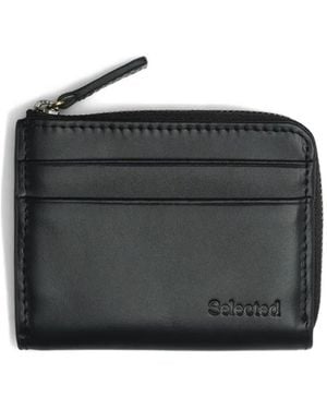 SELECTED Zipped Leather Wallet - Black