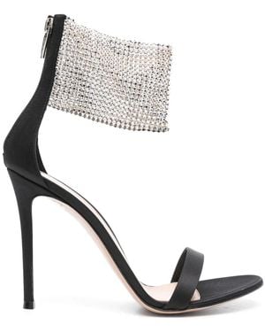 Gianvito Rossi Crystal-Embellished Satin Sandals - Black