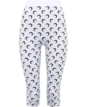 Marine Serre Moon-Printed Capri Jersey Trousers - White