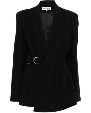 Loewe Buckled Wool Blazer - Black