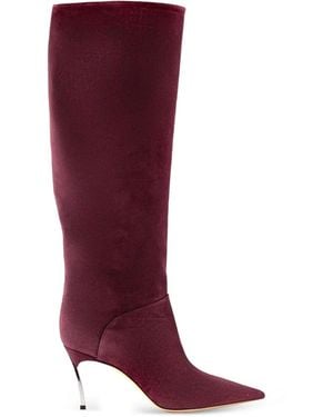 Casadei 80Mm Pointed-Toe Suede Boots - Red