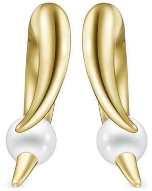 Tasaki 18Kt Geelgouden Oorbellen - Wit