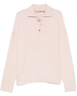 N°21 Pull Orné De Cristaux À Col - Rose