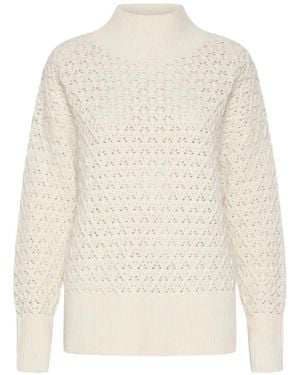 Marella Open-Knit High-Neck Sweater - White