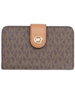 MICHAEL Michael Kors Medium Monogram-Print Logo-Plaque Wallet - Gray