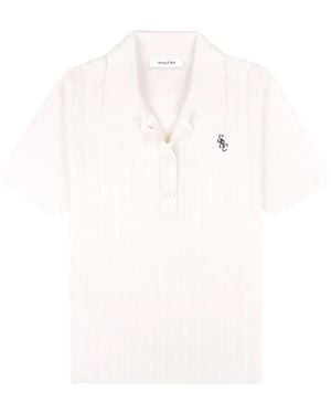Sporty & Rich Src Ribbed Logo Polo Top - White