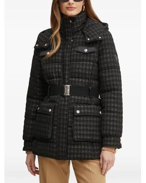 Morgan Houndstooth Belted Jacket - Black