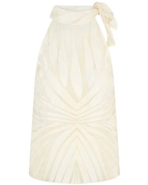 Roberto Cavalli Ray Print Bow-Detail Top - White