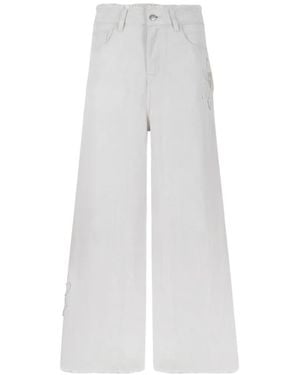 Hui Milano Sequin-Embellished Frayed-Edge Jeans - White