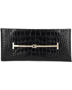 Tom Ford Tumbled Printed Crocodile Leather Arc Clutch Bag - Black