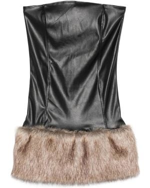 COWBOYS OF HABIT Pamela Strapless Faux-Fur Mini Dress - Grey
