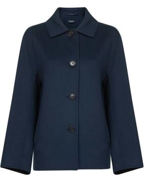 Max Mara Four-Button Shirt-Collar Jacket - Blue