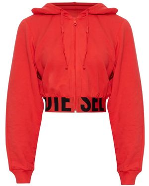 DIESEL Logo-Tape Cropped Hoodie - Red