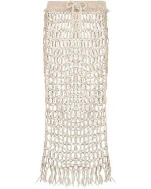 Roberto Cavalli Crochet-Knit Skirt - Natural