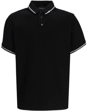 Emporio Armani Tipped-Collar Cotton Polo Shirt - Black