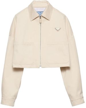 Prada トライアングルロゴ ジャケット - ナチュラル