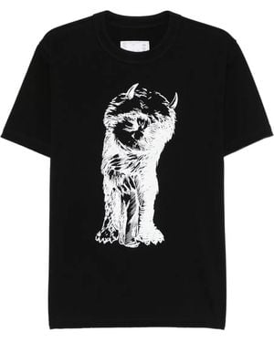 Sacai T-Shirt En Coton À Imprimé Graphique - Noir