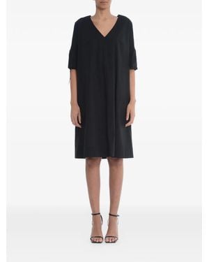 Fay V-Neck Quarter-Sleeve Dress - Black