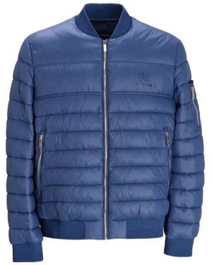 Karl Lagerfeld Quilted Bomber Jacket - Blue