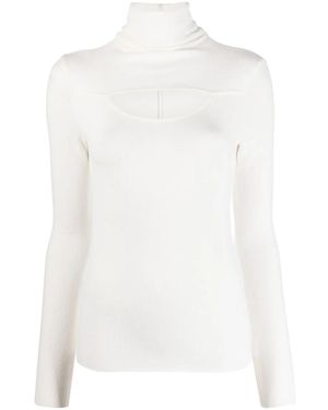 Thom Krom Cut-Out Roll Neck Long Sleeve Shirt - White