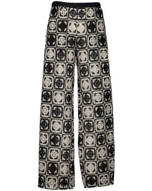 La DoubleJ Crochet-Knit Trousers - Black