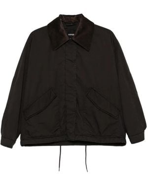 Aspesi Corduroy-Collar Drawstring Jacket - Black