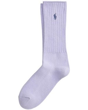 Polo Ralph Lauren Logo-Embroidered Ribbed Socks - Purple
