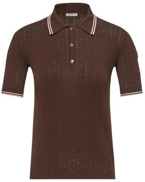 Moncler Rhombus & Logo Pattern Cotton Polo Shirt - Brown