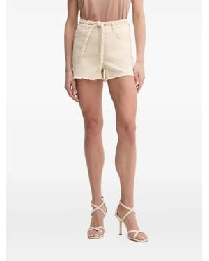 Liu Jo Frayed-Hem Belted Shorts - Natural