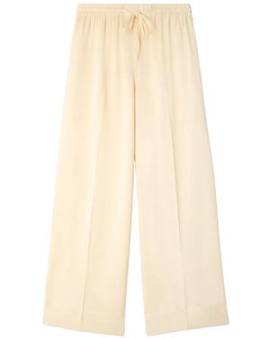 Sandro Drawstring Wide-Leg Satin Trousers - White