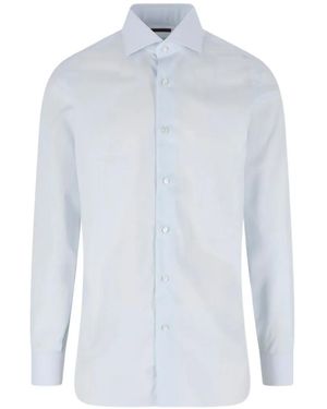 Barba Napoli Spread-Collar Button-Down Shirt - White