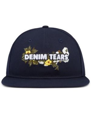 DENIM TEARS Floral-Embroidered Adjustable Cap - Blue