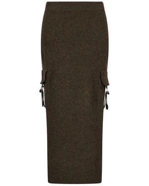 Blumarine Pocket-detail Wool Midi Skirt - グリーン