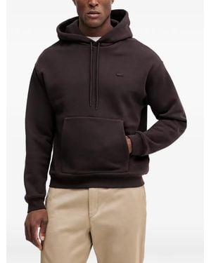 Lacoste Logo-Patch Drawstring Hoodie - Black