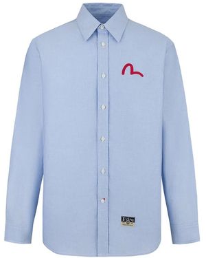 Evisu Seagull Logo-Embroidered Button-Down Shirt - Blue
