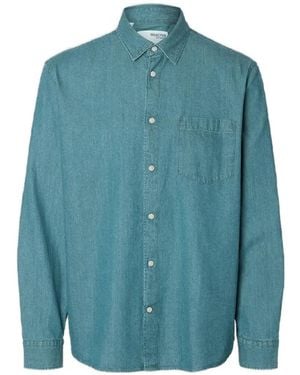 SELECTED Cotton Denim Shirt - Blue